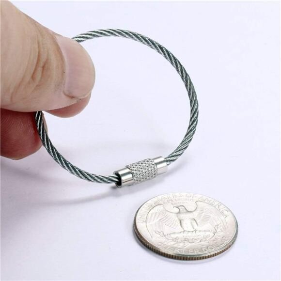 bayite Pack (100) Stainless Steel Wire Keychains Cable, Key Rings, Heavy Duty - Picture 3 of 7